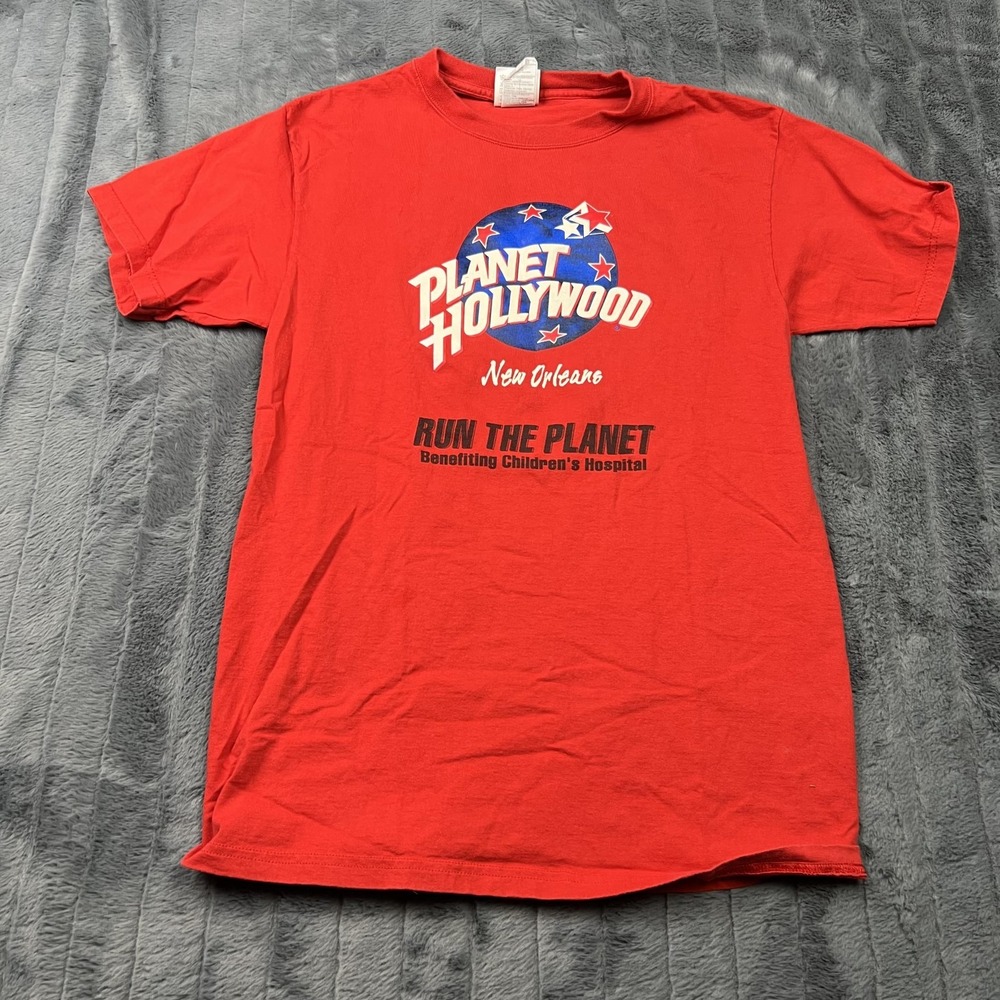 Vintage Planet Hollywood Shirt Mens M Red New Orleans Run The Planet 1991 90s